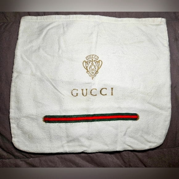 VTG GUCCI GG Dust Bag Cover Protector 12" x 10.5" White Handbag Storage Travel - Picture 1 of 4